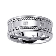 8.5mm Princess-Cut Diamond Cord 14K White Gold Wedding Band