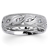 7mm 14K White Gold Milgrain Knot Round Diamond Eternity Wedding Band