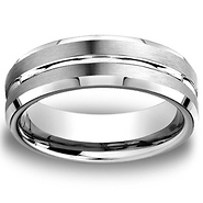 8mm 18K White Gold Designer Satin Wedding Band