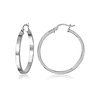 Polished Flat Hinge Medium Hoop Earrings - Sterling Silver 3mm x 1.33 inch