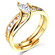14K Yellow Gold Marquise CZ Wedding Ring Set thumb 0