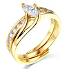 14K Yellow Gold Marquise CZ Wedding Ring Set