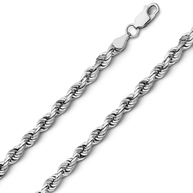4.5mm Sterling Silver Diamond-Cut Rope Chain Bracelet 8in
