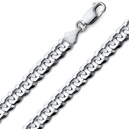 8mm 14K White Gold Men's Concave Curb Cuban Link Chain Bracelet 8.5