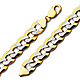 Men's 12mm 14K Two-Tone Gold White Pave Curb Cuban Link Chain Bracelet 8.5in thumb 0