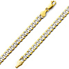 6mm 14K Two-Tone Gold Men's White Pave Curb Cuban Link Bracelet 8in