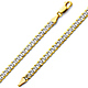 5mm 14K Two-Tone Gold White Pave Curb Cuban Link Chain Bracelet 7.5 in thumb 0