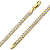 5mm 14K Two-Tone Gold White Pave Curb Cuban Link Chain Bracelet 7.5 in