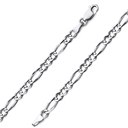 4mm 14K White Gold Figaro Link Chain Bracelet