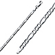 3mm 14K White Gold Figaro Link Chain Bracelet 7in thumb 0