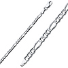 3mm 14K White Gold Figaro Link Chain Bracelet 7in