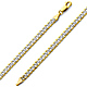 4mm 14K Two Tone Gold White Pave Curb Cuban Link Bracelet thumb 0