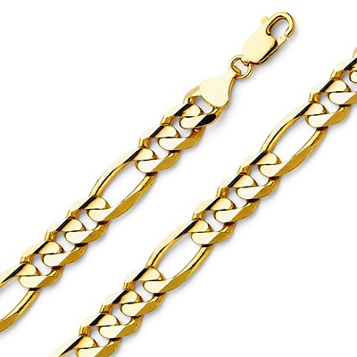 8.5mm 14K Yellow Gold Men's Figaro Link Chain Bracelet 8.5in
