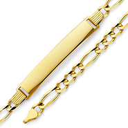 5mm 14K Yellow Gold Figaro Link Rectangle ID Bracelet