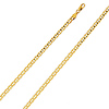 4mm 14K Yellow Gold Men's Concave Mariner Chain Bracelet 7.5in