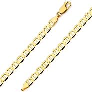 5.5mm 14K Yellow Gold Men's Flat Mariner Chain Bracelet 7.5in