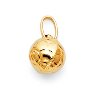 Soccer Ball Charm Pendant in 14K Yellow Gold - Mini