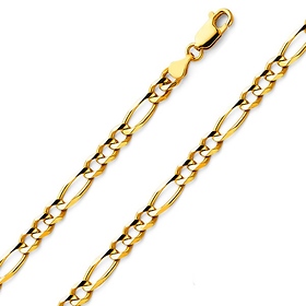 5mm 18K Yellow Gold Figaro Link Chain Necklace 16-30in
