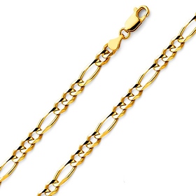 5mm 18K Yellow Gold Solid Figaro Link Chain Necklace 16-30in