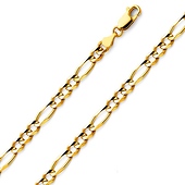 5mm 18K Yellow Gold Solid Figaro Link Chain Necklace 16-30in