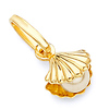 Freshwater Pearl in Scallop Shell Charm Pendant 14K Yellow Gold - Mini