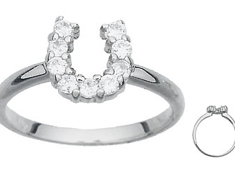 Sterling Silver CZ Horseshoe Fashion Ring