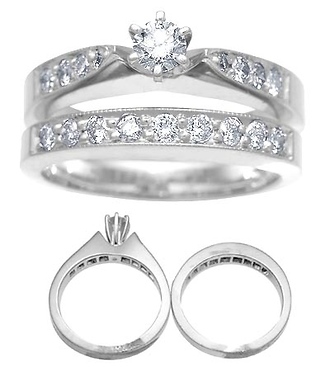 14kt White Gold Round Diamond Wedding Set (0.75ctw)