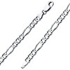 6mm Sterling Silver Men's Figaro Link Chain Bracelet 7in