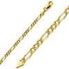 3mm 14K Yellow Gold Pave Figaro Link Chain Bracelet 7in