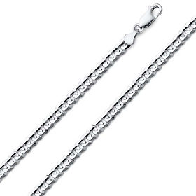 4mm Sterling Silver Curb Cuban Link Chain Bracelet 7in