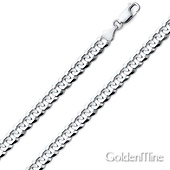 5mm Sterling Silver Men's Concave Curb Cuban Link Chain Bracelet 7in