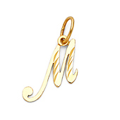 Script Font Diamond-Cut Initial Charm Pendant in 14K Yellow Gold - Mini