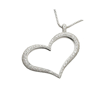 14K White Gold Diamond Heart Pendant (.62ctw)