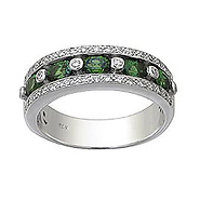 Green Garnet and Diamond Band