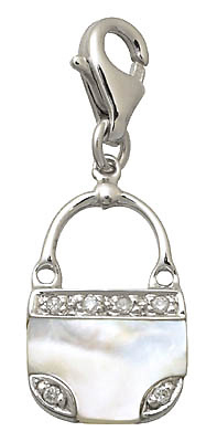 Diamond and Mother of Pearl  Purse Charm
