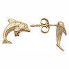 Mini Gold Dolphin Earring Studs - 14K Yellow Gold