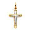Petite Tube Crucifix Pendant in 14K Two-Tone Gold