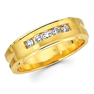 14K Yellow Gold Ladies 0.21ctw Round Diamond Channel Set Ring