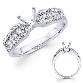 18K White Gold Four Prong Diamond Engagement Ring Setting 0.47ctw