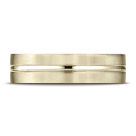 6mm Flat Groove Comfort-Fit Benchmark Wedding Band in Solid 14K Yellow Gold