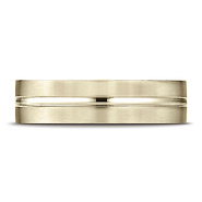 6mm Flat Groove Comfort-Fit Benchmark Wedding Band in Solid 14K Yellow Gold