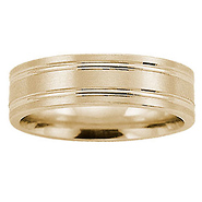 6mm Flat Double Grooved Comfort-Fit Benchmark Ring in Solid 14K Yellow Gold