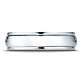 6mm Concave Low Domed Comfort Wedding Band by Benchmark Rings in Solid 14K White Gold