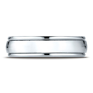6mm Concave Low Domed Comfort Wedding Band by Benchmark Rings in Solid 14K White Gold