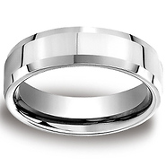 6mm Platinum Designer Beveled Comfort Fit Benchmark Band