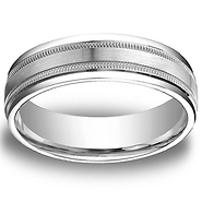 6mm Platinum Milgrain Satin Comfort Fit