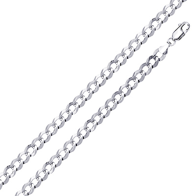 4mm Sterling Silver Men's Curb Cuban Link Chain Necklace 16-30in