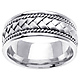 8.5mm Handmade Rope & Flat Woven Men's Wedding Band - 14K White Gold thumb 0