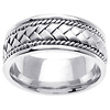 8.5mm Handmade Rope & Flat Woven Men's Wedding Band - 14K White Gold