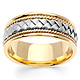 8.5mm Handmade Cord & White Woven Men's Wedding Band - 14K Two-Tone Gold thumb 0